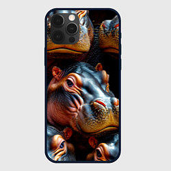 Чехол для iPhone 12 Pro Max Бегемоты, цвет: 3D-черный