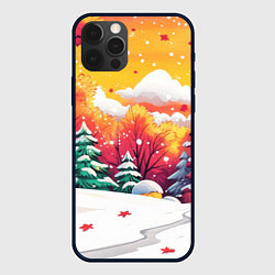 Чехол iPhone 12 Pro Max Красно-желтые елочки