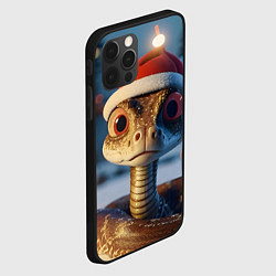 Чехол для iPhone 12 Pro Max Новогодний змееныш в шапочке, цвет: 3D-черный — фото 2
