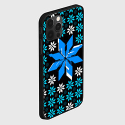 Чехол для iPhone 12 Pro Max Сине-белые звёзды на чёрном фоне, цвет: 3D-черный — фото 2
