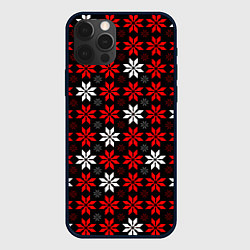 Чехол для iPhone 12 Pro Max Red and white stars on a black background, цвет: 3D-черный