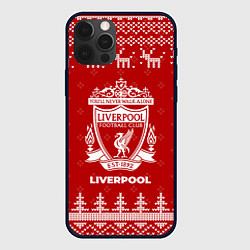 Чехол для iPhone 12 Pro Max Новогодний Liverpool с оленями, цвет: 3D-черный