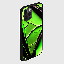 Чехол для iPhone 12 Pro Max Чёрные трещины на зелёном фоне, цвет: 3D-черный — фото 2