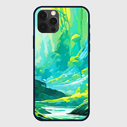 Чехол для iPhone 12 Pro Max Зелёная кислотная абстракция, цвет: 3D-черный