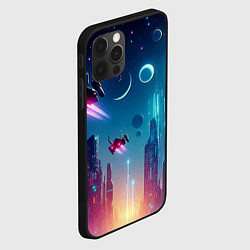 Чехол для iPhone 12 Pro Max Neon metropolis in the future - ai art fantasy, цвет: 3D-черный — фото 2