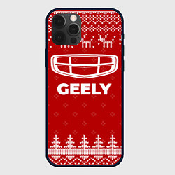 Чехол для iPhone 12 Pro Max Новогодний Geely с оленями, цвет: 3D-черный
