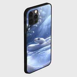 Чехол для iPhone 12 Pro Max Белая змея на снегу, цвет: 3D-черный — фото 2