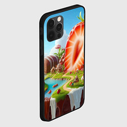 Чехол для iPhone 12 Pro Max Клубничная планета - нейроарт фантазия, цвет: 3D-черный — фото 2