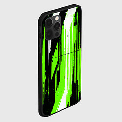 Чехол для iPhone 12 Pro Max Вертикальные чёрно-белые линии на зелёном фоне, цвет: 3D-черный — фото 2