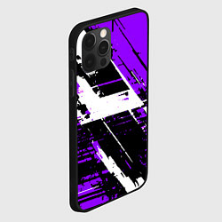 Чехол для iPhone 12 Pro Max Diagonal black and white stripes on a purple backg, цвет: 3D-черный — фото 2