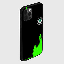 Чехол для iPhone 12 Pro Max Skoda краски зеленые, цвет: 3D-черный — фото 2