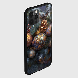 Чехол для iPhone 12 Pro Max Новогодние круглые игрушки, цвет: 3D-черный — фото 2