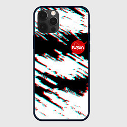 Чехол для iPhone 12 Pro Max Nasa glitch color, цвет: 3D-черный