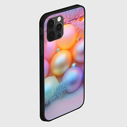 Чехол для iPhone 12 Pro Max Нежные новогодние шарики, цвет: 3D-черный — фото 2