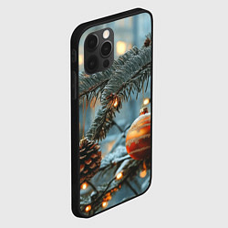 Чехол для iPhone 12 Pro Max Шишки и шар на елке, цвет: 3D-черный — фото 2