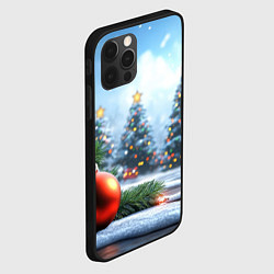 Чехол для iPhone 12 Pro Max Новогодние елки и шар, цвет: 3D-черный — фото 2