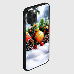 Чехол для iPhone 12 Pro Max Красные и желтый новогодние шары, цвет: 3D-черный — фото 2