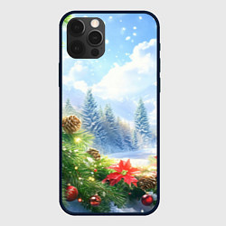 Чехол для iPhone 12 Pro Max Новогодний дневной пейзаж, цвет: 3D-черный