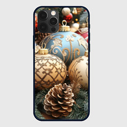 Чехол для iPhone 12 Pro Max Большие новогодние шары, цвет: 3D-черный