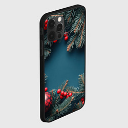 Чехол для iPhone 12 Pro Max Новогодний фон и рябина, цвет: 3D-черный — фото 2