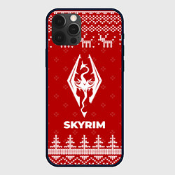 Чехол iPhone 12 Pro Max Новогодний Skyrim с оленями