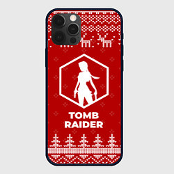 Чехол для iPhone 12 Pro Max Новогодний Tomb Raider с оленями, цвет: 3D-черный