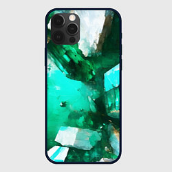 Чехол для iPhone 12 Pro Max Бело-зелёная абстракция, цвет: 3D-черный