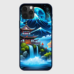 Чехол для iPhone 12 Pro Max Водопад и горы Японии, цвет: 3D-черный