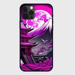 Чехол iPhone 12 Pro Max Япония гора в фиолетовом свете
