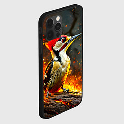 Чехол для iPhone 12 Pro Max Дятел в огне, цвет: 3D-черный — фото 2