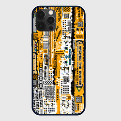 Чехол для iPhone 12 Pro Max Cyberpunk pattern yellow, цвет: 3D-черный