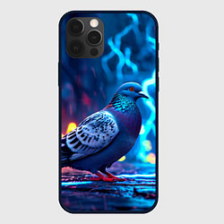Чехол для iPhone 12 Pro Max Голубь и разряды молний, цвет: 3D-черный