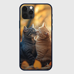 Чехол для iPhone 12 Pro Max Кот и кошка целуются, цвет: 3D-черный