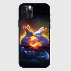 Чехол iPhone 12 Pro Max Зайчики держат сердечко