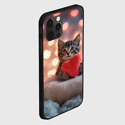 Чехол для iPhone 12 Pro Max Котенок поздравляет с днем святого Валентина, цвет: 3D-черный — фото 2