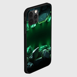Чехол для iPhone 12 Pro Max Разбитая зеленая текстура из камней и стекла, цвет: 3D-черный — фото 2