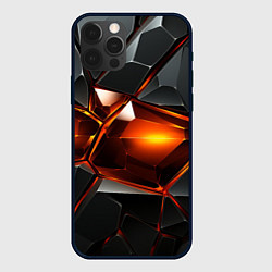 Чехол для iPhone 12 Pro Max Красные стекла и черные камни - текстура, цвет: 3D-черный