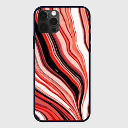 Чехол для iPhone 12 Pro Max Волнистые вертикальные чёрно-красные полосы, цвет: 3D-черный