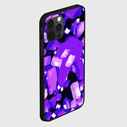 Чехол для iPhone 12 Pro Max Фиолетово-белая абстракция на чёрном фоне, цвет: 3D-черный — фото 2