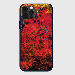 Чехол iPhone 12 Pro Max Абстракция - dark red grunge