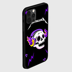 Чехол для iPhone 12 Pro Max Metallica неоновый череп, цвет: 3D-черный — фото 2