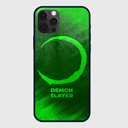 Чехол для iPhone 12 Pro Max Demon Slayer - green gradient, цвет: 3D-черный