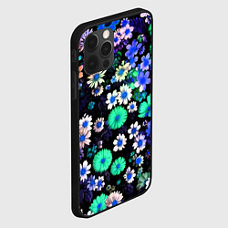 Чехол для iPhone 12 Pro Max Стилизованный цветочный чёрно-бирюзовый, цвет: 3D-черный — фото 2