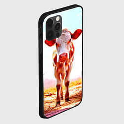 Чехол для iPhone 12 Pro Max Корова в розовом, цвет: 3D-черный — фото 2