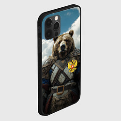 Чехол для iPhone 12 Pro Max Русский медведь воин, цвет: 3D-черный — фото 2