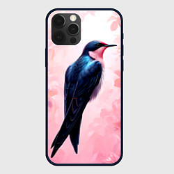 Чехол iPhone 12 Pro Max Ласточка в розовом