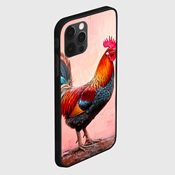 Чехол для iPhone 12 Pro Max Петух на розовом, цвет: 3D-черный — фото 2