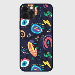 Чехол для iPhone 12 Pro Max Космическая абстракция с глазами, цвет: 3D-черный
