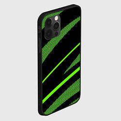 Чехол для iPhone 12 Pro Max Чёрно-зелёный абстрактные полосы, цвет: 3D-черный — фото 2