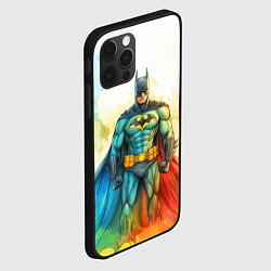 Чехол для iPhone 12 Pro Max Бэтмен акварель, цвет: 3D-черный — фото 2